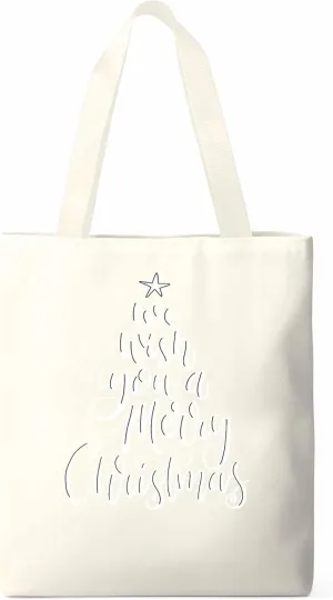 Wish You Merry Christmas Canvas Tote Bag, Aesthetic Canvas Tote Handbags for Women Shoulder Bag