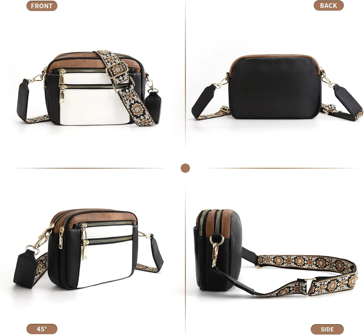 WJCD Women's Crossbody Purse - Vegan Leather Lightweight Shoulder Bag with Adjustable Strap, Stylish Small Handbags