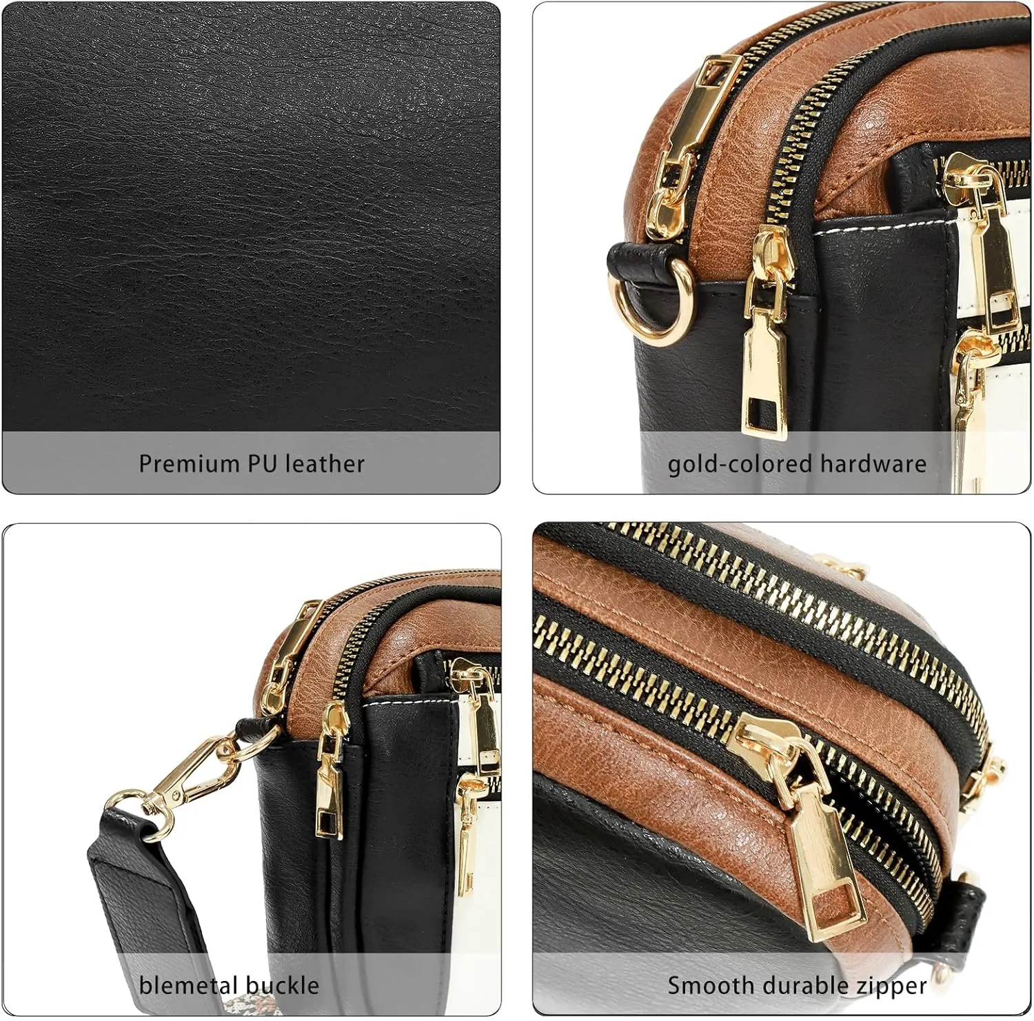 WJCD Women's Crossbody Purse - Vegan Leather Lightweight Shoulder Bag with Adjustable Strap, Stylish Small Handbags