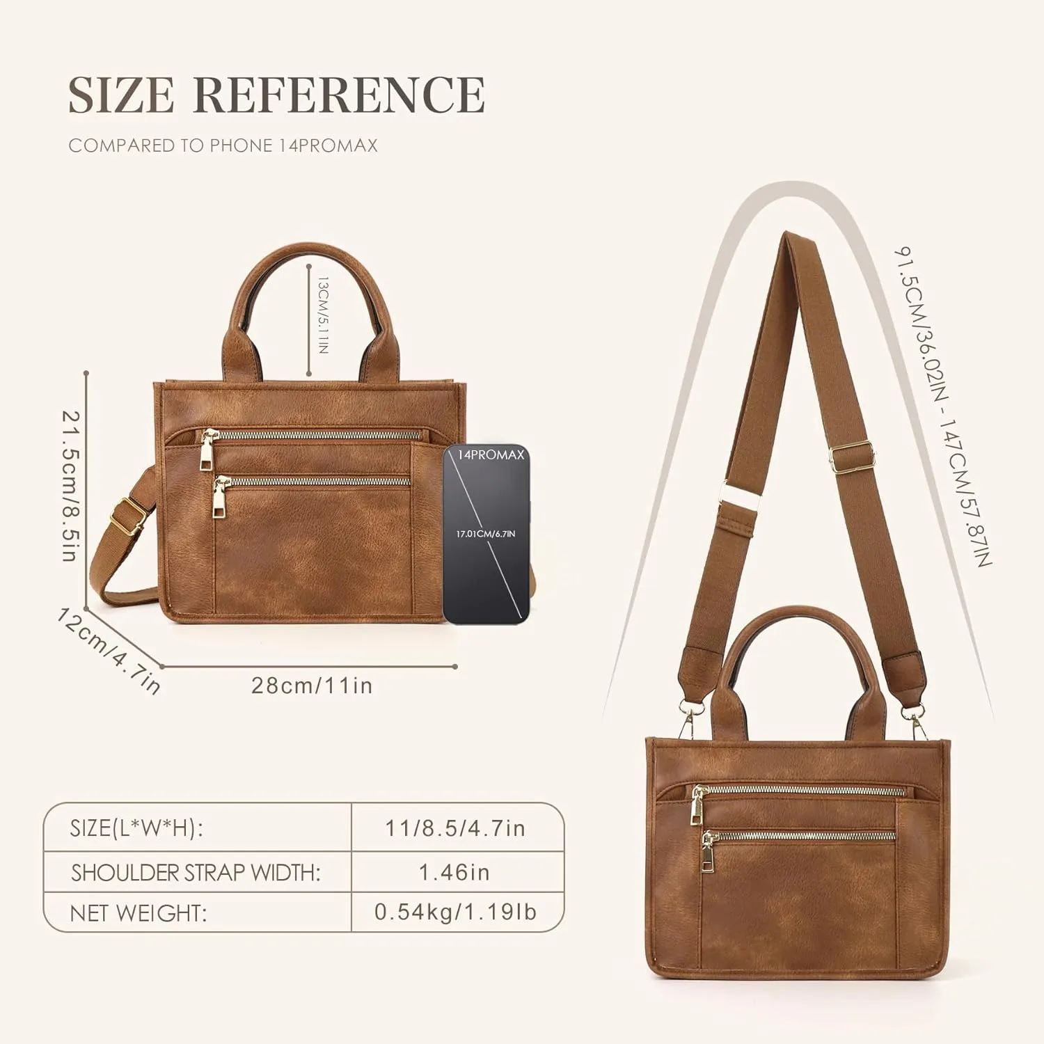WJCD Women's Tote Handbags Stylish Vegan Leather Handheld Purse for Women Plaid Striped Adjustable Strap Durable Lightweight