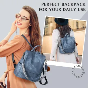 Woman Backpack Purse Waterproof Lightweight PU Leather Backpack, Multipurpose Travel Shoulder Bag Handbag
