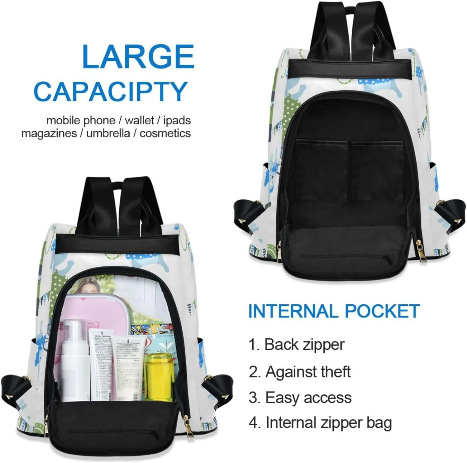 Women Backpack Daypack Casual Shoulder Bag Vintage Anti-theft Travel Backpack Pattern 2