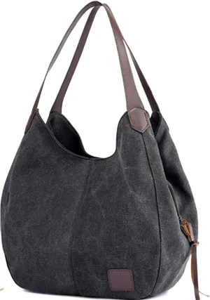 Women Canvas Hobo Purse Multi Pocket Handbags Shoulder Bags Totes Purses