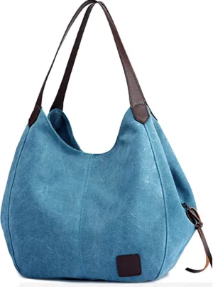 Women Canvas Hobo Purse Multi Pocket Handbags Shoulder Bags Totes Purses
