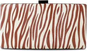 Women Clutch Bag Zebra Print Evening Bag PU Leather Handbag Shoulder Bag with Chain