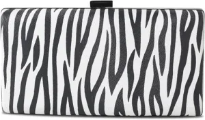 Women Clutch Bag Zebra Print Evening Bag PU Leather Handbag Shoulder Bag with Chain