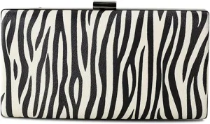 Women Clutch Bag Zebra Print Evening Bag PU Leather Handbag Shoulder Bag with Chain