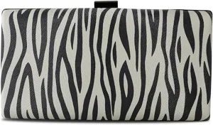 Women Clutch Bag Zebra Print Evening Bag PU Leather Handbag Shoulder Bag with Chain