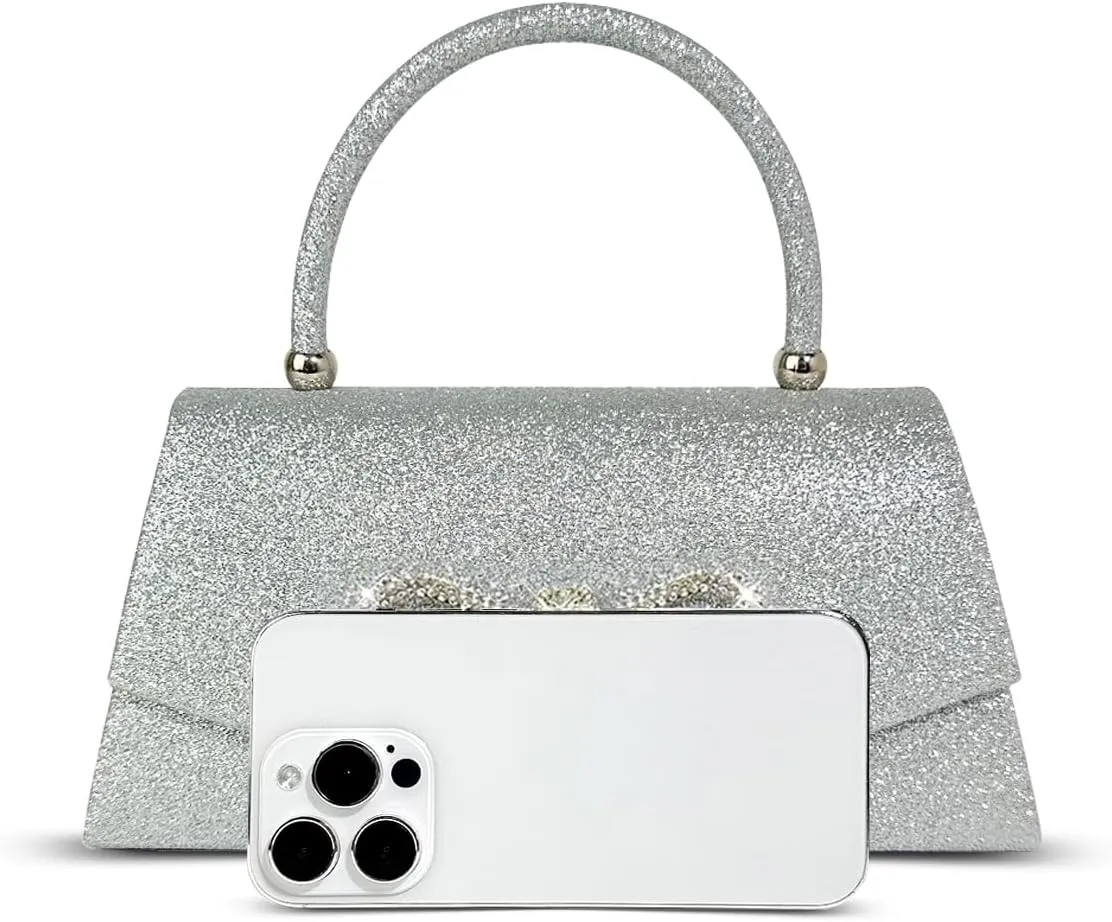 Women Clutch Purse with Glitter Sparkly Bow Detachable Chain for Wedding Cocktail Party Evening Handbags