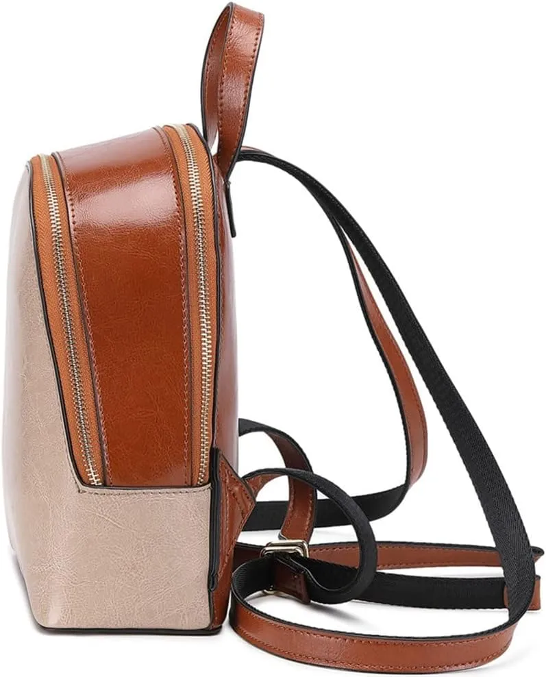 Women Daypack Leather Backpack Travel Bag Hiking Backpacks, Brown, One Size