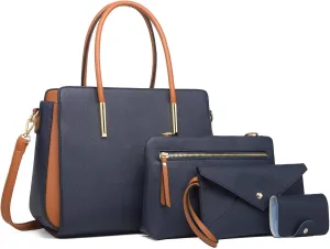 Women Fashion Handbags 4pcs Tote Bags Set Shoulder Bag Ladies Top Handle Bag Satchels Purses Crossbody Bag Clutch