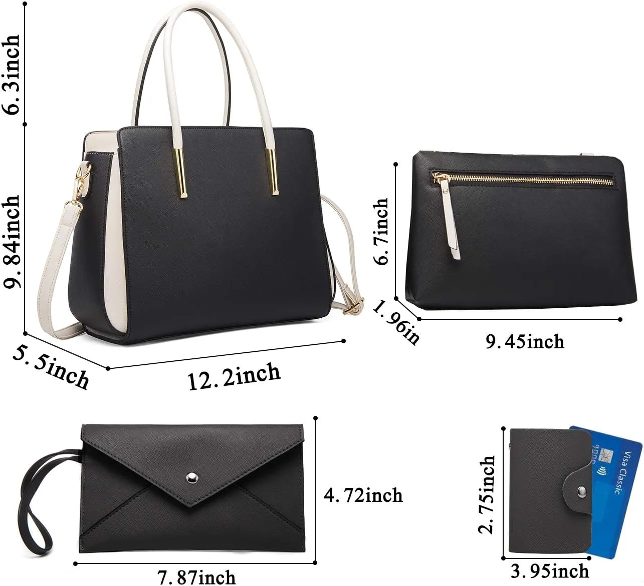 Women Fashion Handbags 4pcs Tote Bags Set Shoulder Bag Ladies Top Handle Bag Satchels Purses Crossbody Bag Clutch