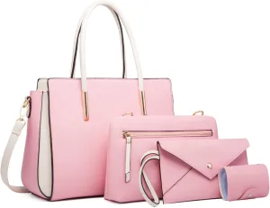 Women Fashion Handbags 4pcs Tote Bags Set Shoulder Bag Ladies Top Handle Bag Satchels Purses Crossbody Bag Clutch