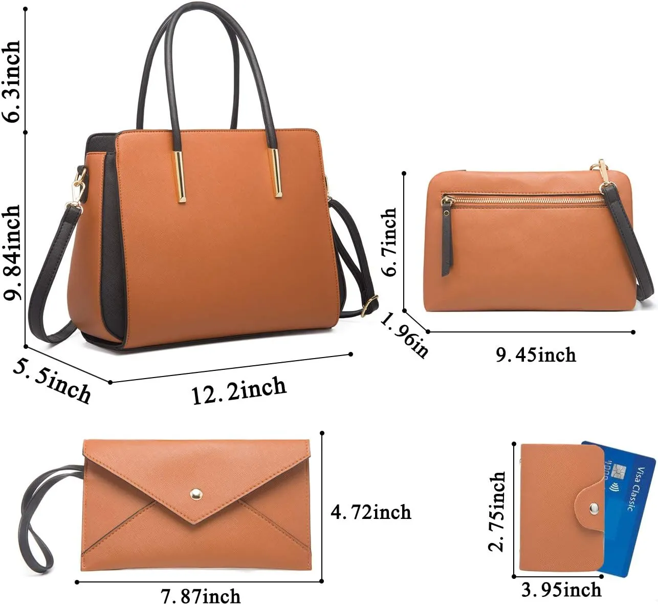 Women Fashion Handbags 4pcs Tote Bags Set Shoulder Bag Ladies Top Handle Bag Satchels Purses Crossbody Bag Clutch