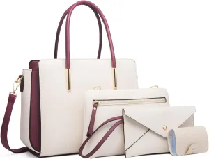 Women Fashion Handbags 4pcs Tote Bags Set Shoulder Bag Ladies Top Handle Bag Satchels Purses Crossbody Bag Clutch