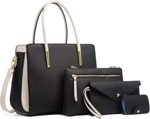 Women Fashion Handbags 4pcs Tote Bags Set Shoulder Bag Ladies Top Handle Bag Satchels Purses Crossbody Bag Clutch