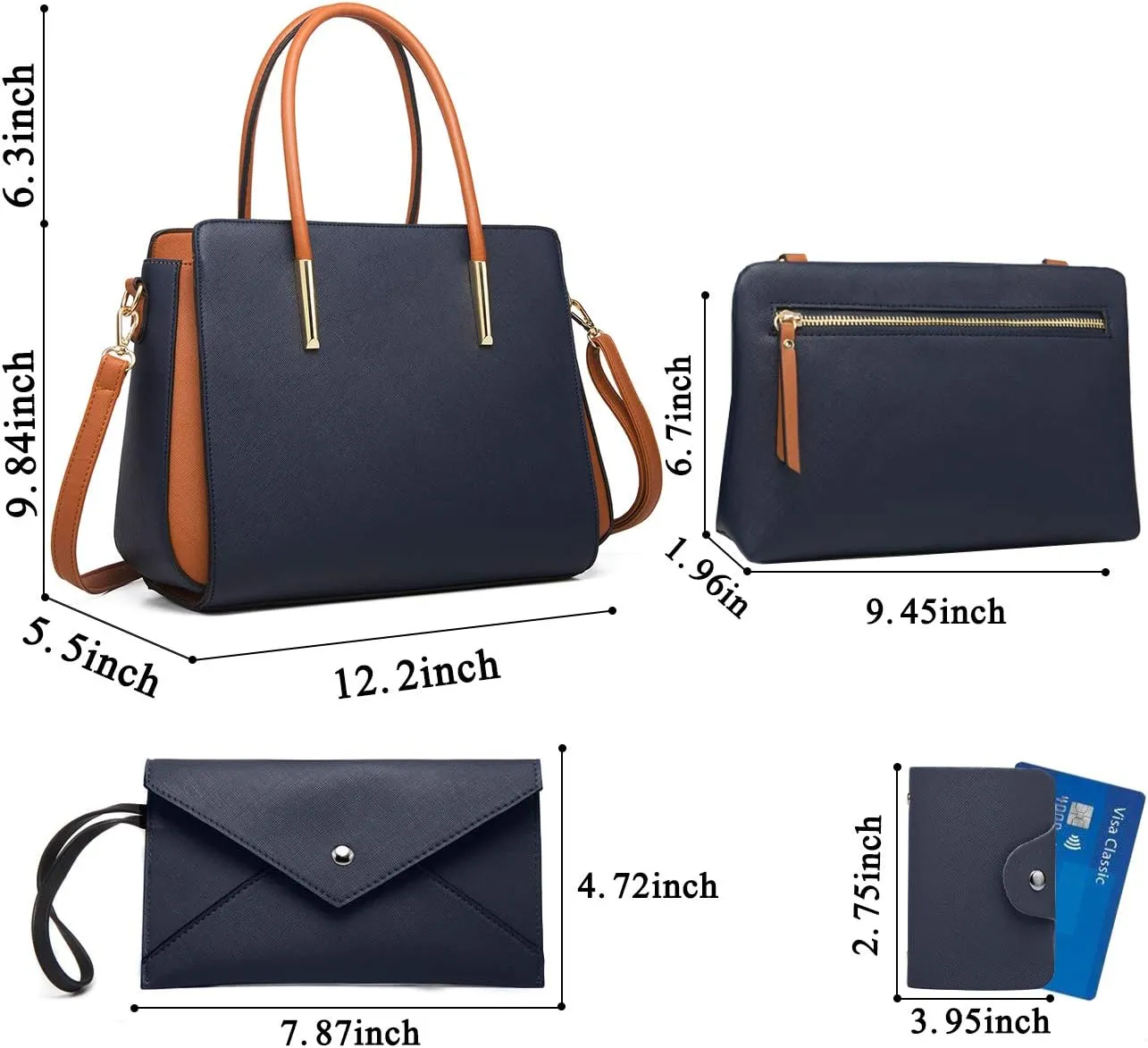 Women Fashion Handbags 4pcs Tote Bags Set Shoulder Bag Ladies Top Handle Bag Satchels Purses Crossbody Bag Clutch