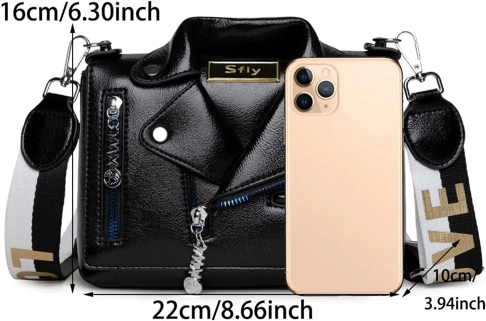 Women Satchel Chain Strap Shoulder Bag Leather Crossbody Handbags Ladies Evening Clutch Purse Unique Cute Jacket Bag