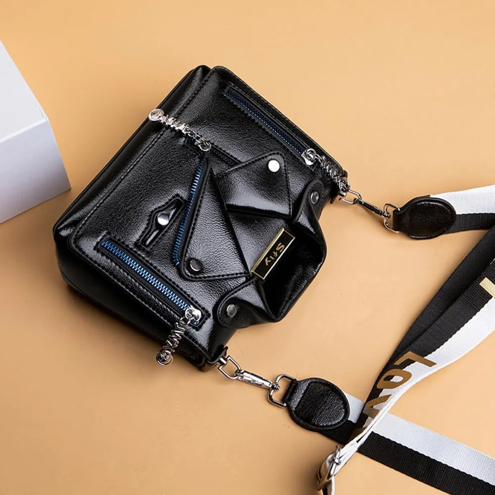 Women Satchel Chain Strap Shoulder Bag Leather Crossbody Handbags Ladies Evening Clutch Purse Unique Cute Jacket Bag
