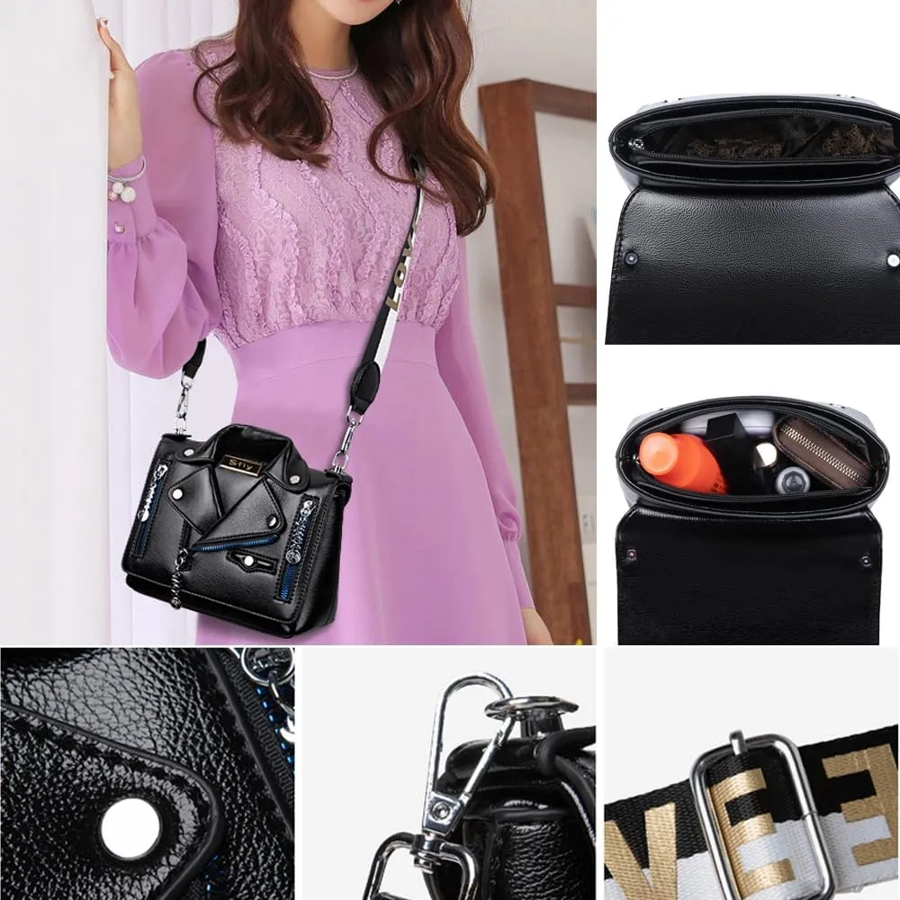 Women Satchel Chain Strap Shoulder Bag Leather Crossbody Handbags Ladies Evening Clutch Purse Unique Cute Jacket Bag