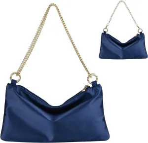 Women Satin Evening Handbag Wedding Prom Clutch Purse Formal Cocktail Party Clutches Shoulder Bag with 2 Bag Chains
