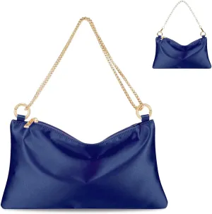 Women Satin Evening Handbag Wedding Prom Clutch Purse Formal Cocktail Party Clutches Shoulder Bag with 2 Bag Chains