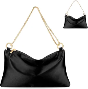 Women Satin Evening Handbag Wedding Prom Clutch Purse Formal Cocktail Party Clutches Shoulder Bag with 2 Bag Chains