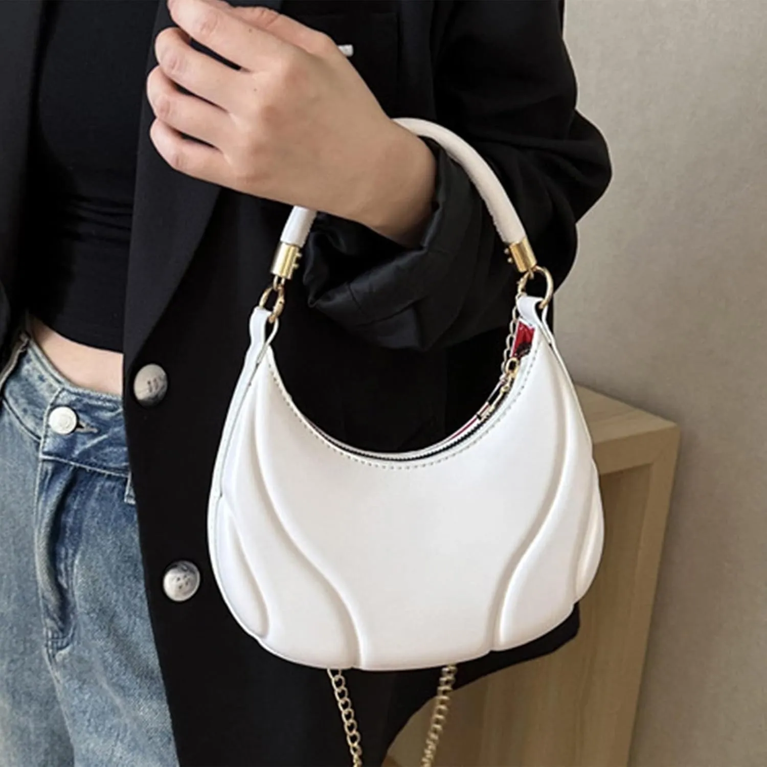 Women Shoulder Bags Fashion New Pattern Solid Color Retro Practical Large Capacity Zipper Messenger (White, One Size)