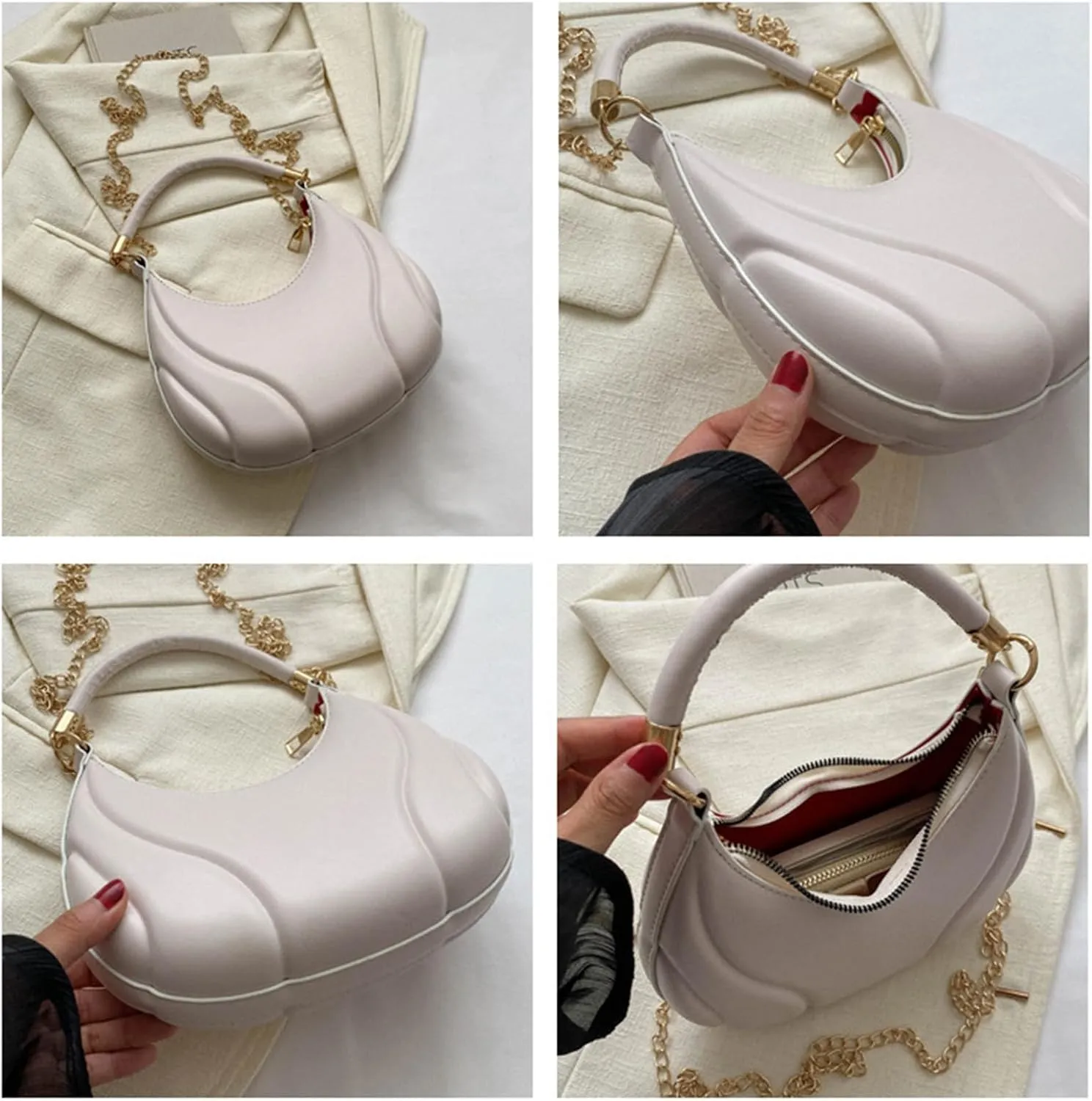 Women Shoulder Bags Fashion New Pattern Solid Color Retro Practical Large Capacity Zipper Messenger (White, One Size)