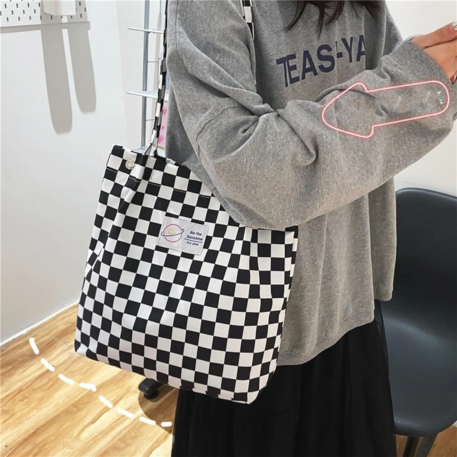 Women Tote Bags Grocery Shoulder Bag Corduroy with Inner Pocket for Work Beach Lunch Travel Shopping Shopper Handbags