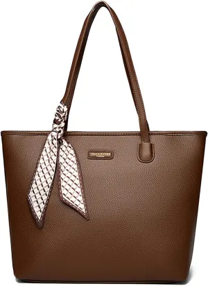 Women Tote Bags Ribbon Decoration Stylish Shoulder Bag Top Handle Satchel PU Faux Leather Big Capacity Handbags