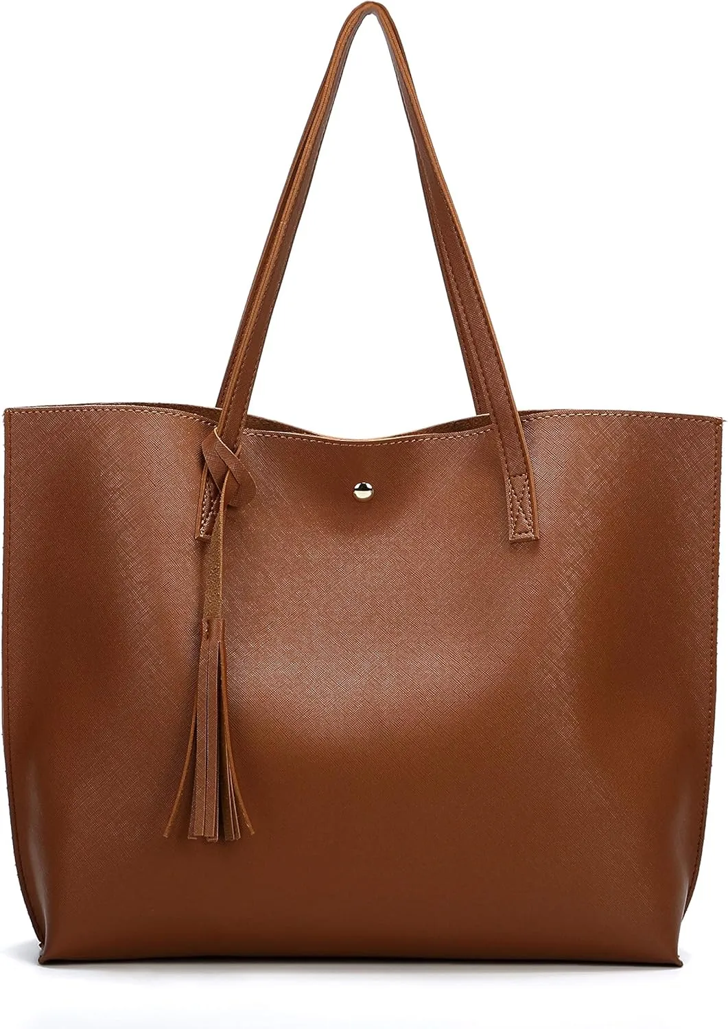 Women Tote Bags Top Handle Satchel Handbags PU Faux Leather Tote Bag with Tassel Shoulder Purse