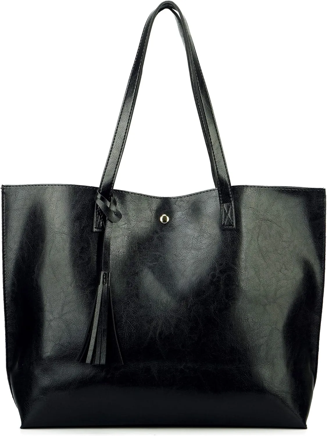 Women Tote Bags Top Handle Satchel Handbags PU Faux Leather Tote Bag with Tassel Shoulder Purse