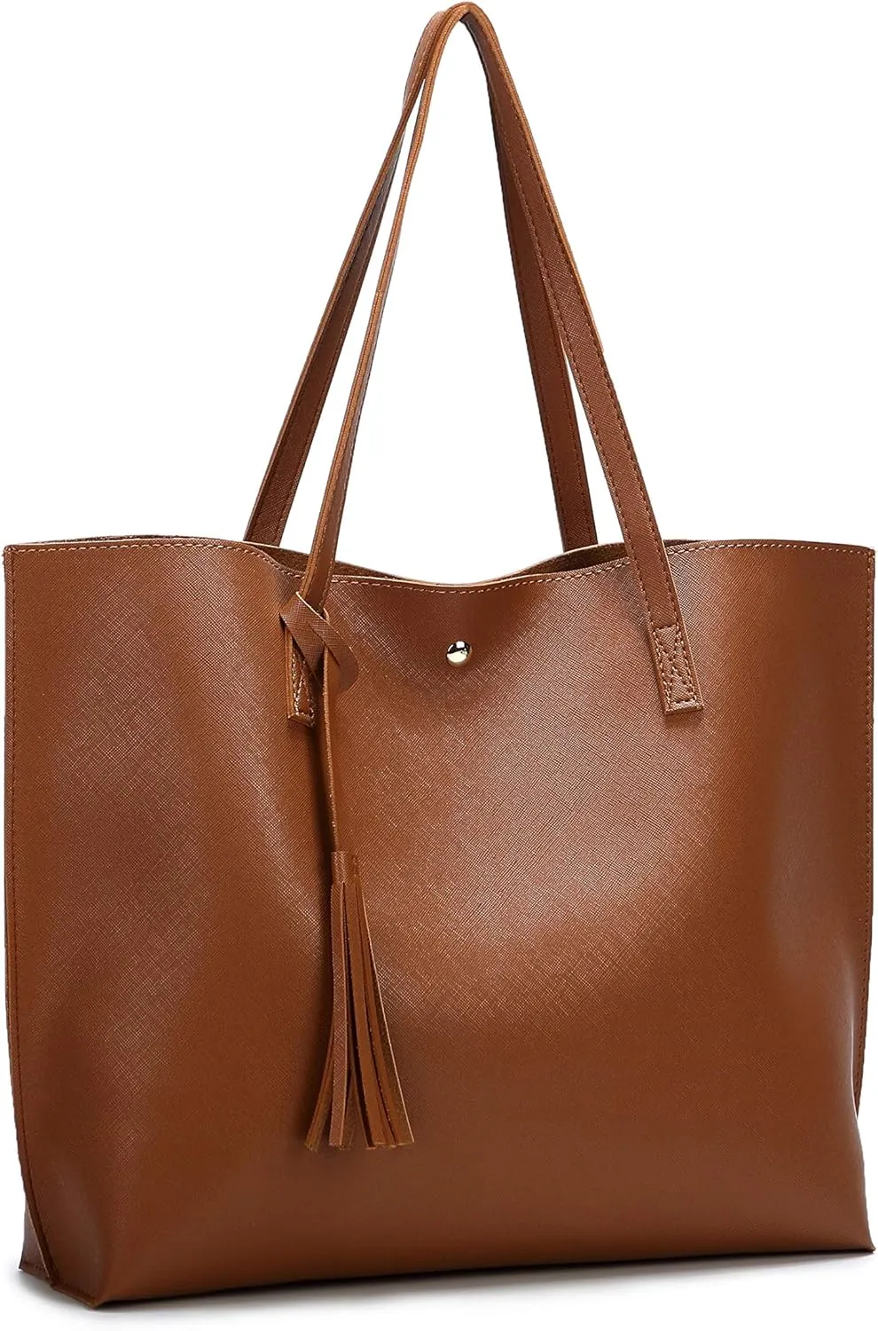 Women Tote Bags Top Handle Satchel Handbags PU Faux Leather Tote Bag with Tassel Shoulder Purse