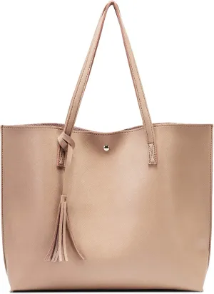 Women Tote Bags Top Handle Satchel Handbags PU Faux Leather Tote Bag with Tassel Shoulder Purse