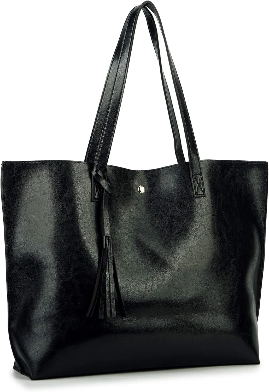 Women Tote Bags Top Handle Satchel Handbags PU Faux Leather Tote Bag with Tassel Shoulder Purse