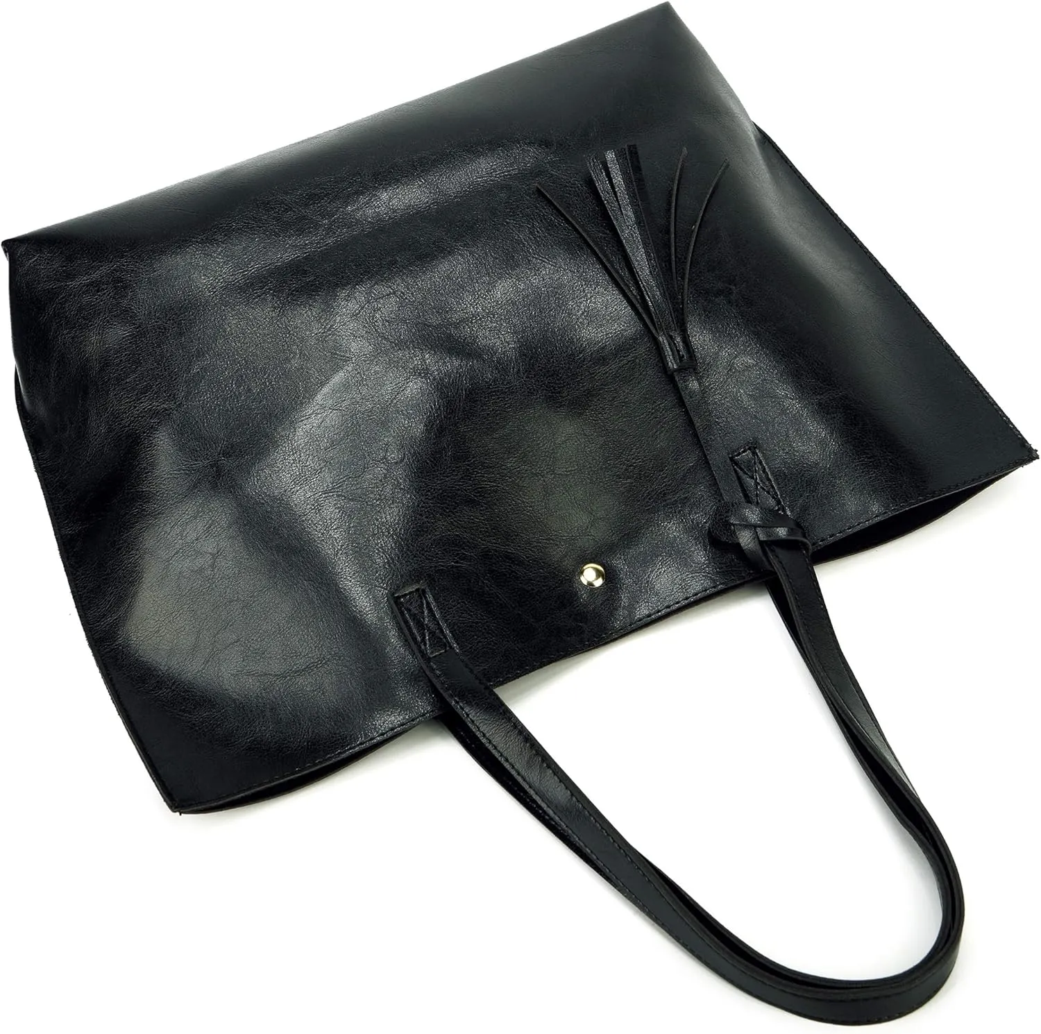 Women Tote Bags Top Handle Satchel Handbags PU Faux Leather Tote Bag with Tassel Shoulder Purse