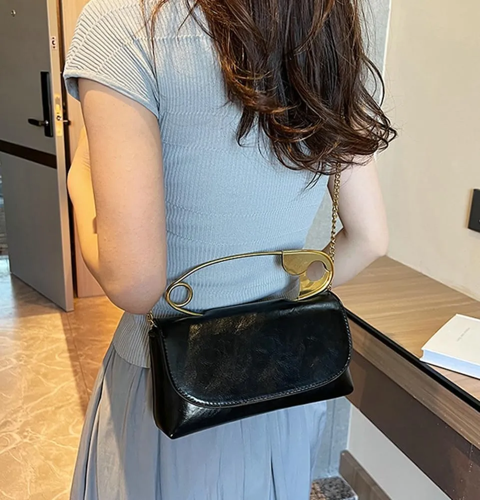 Women Vintage Chic Pin Shoulder Bag Chain Strap CrossBody Ladies Shoulder Purse