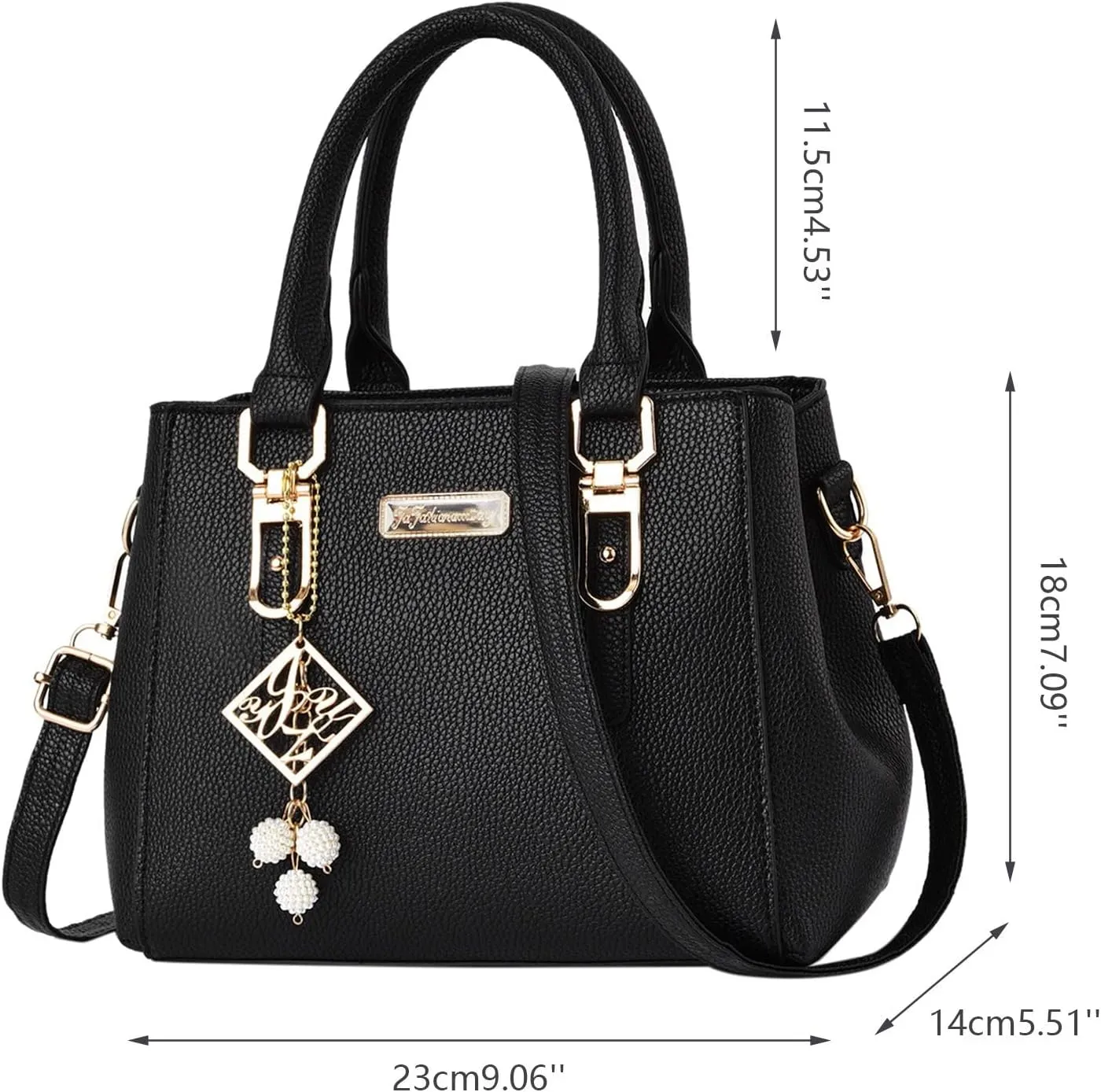 Women's Canvas Tote Bags with Zipper Genuine Leather Crossbody Bags for Women Vacation Versatile Bag(Dark Gray)