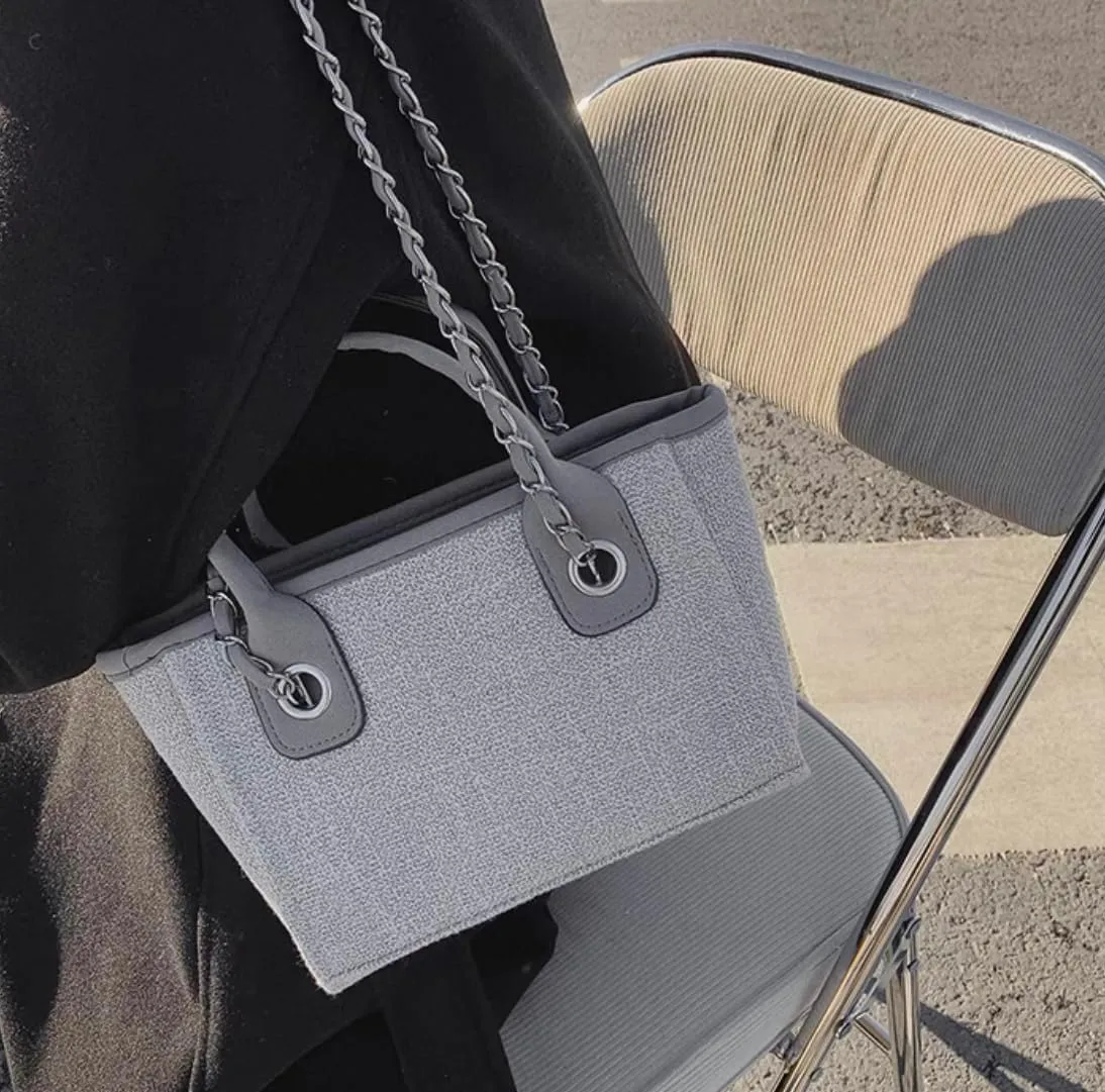 Women's Canvas Totes Chain Handbag Shoulder Crossbody Armpit Bag Beach Vacation Large Capacit Versatile Hobo Top Handle