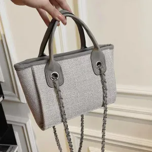 Women's Canvas Totes Chain Handbag Shoulder Crossbody Armpit Bag Beach Vacation Large Capacit Versatile Hobo Top Handle