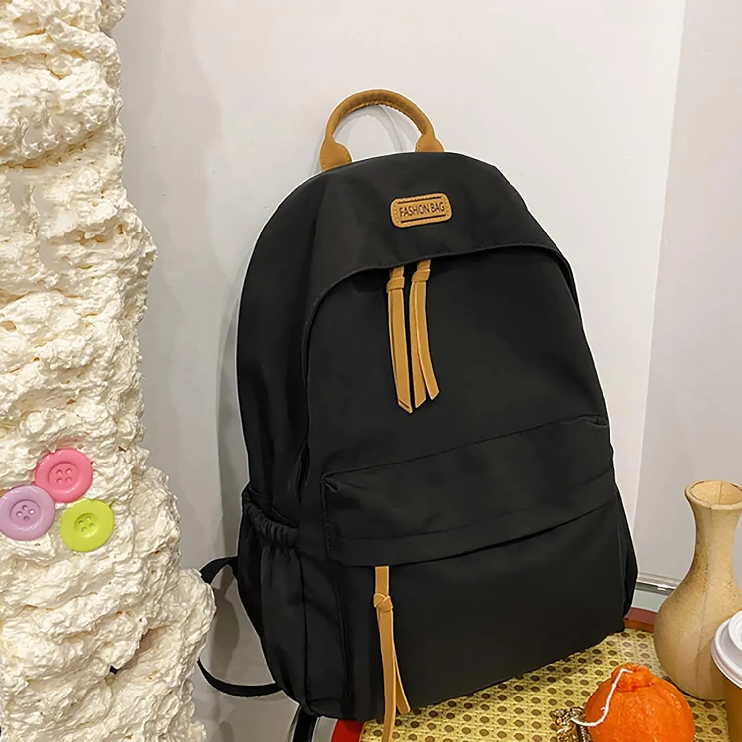 Women's Casual Fashion Backpack Lightweight Casual Comfortable Shoulder Lunch Bags Lightweight Nylon Backpacks(Black)