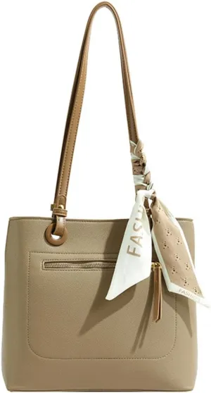 Women's Casual Shoulder Bags Vegan Leather Hobo Bag Vintage Large Tote Bags Top Handle Handbag with Silk Ribbon