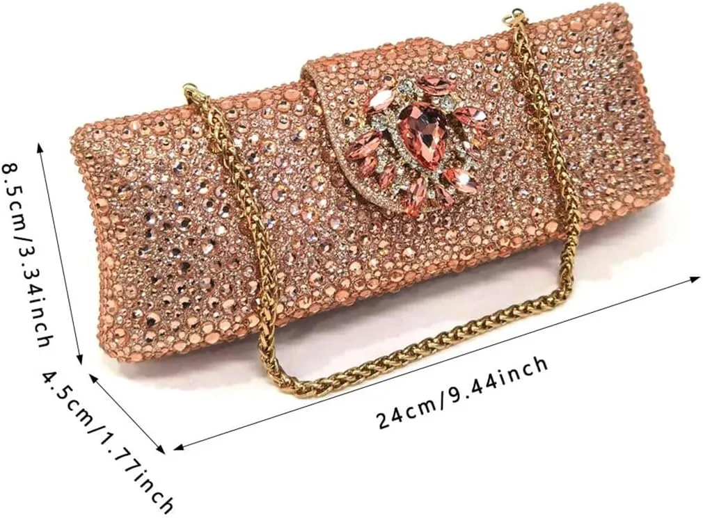 Women’S Champagne Rhinestone Embellished High Heels and Matching Bag Set for Elegant Parties