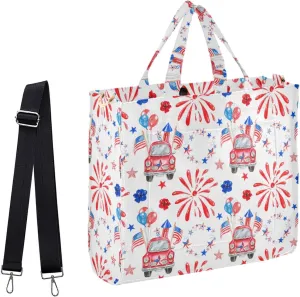 Womens Corduroy Handbag Usa Patriotic Celebrate Cars American Flag Large Crossbody Satchel Bag with Shoulder Strap Pockets for Gift Travel Beach Gym Work Shopping