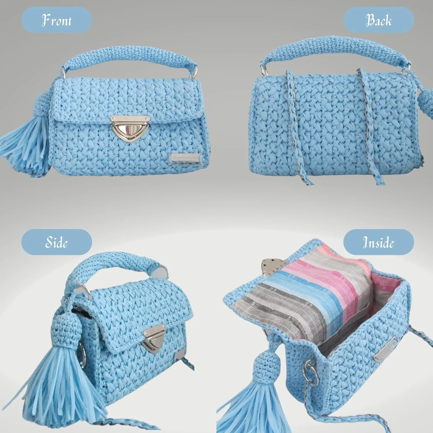 Women's Crochet Crossbody Handbags, Handmade Clutches Evening Bag for Woman, Mini Bag, Crochet Handbags for Women, Gift For Her, Hand Knitted Bag, Crochet Handbag, Women's Purse, Blue