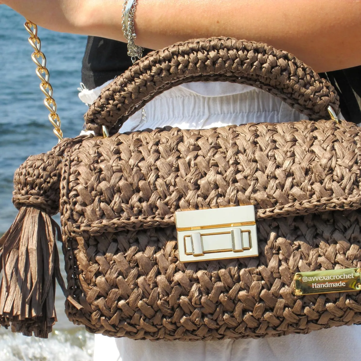 Women's Crochet Crossbody Handbags, Handmade Clutches Evening Bag for Woman, Mini Bag, Crochet Handbags for Women, Gift For Her, Hand Knitted Bag, Crochet Handbag, Women's Purse, Dark Brown