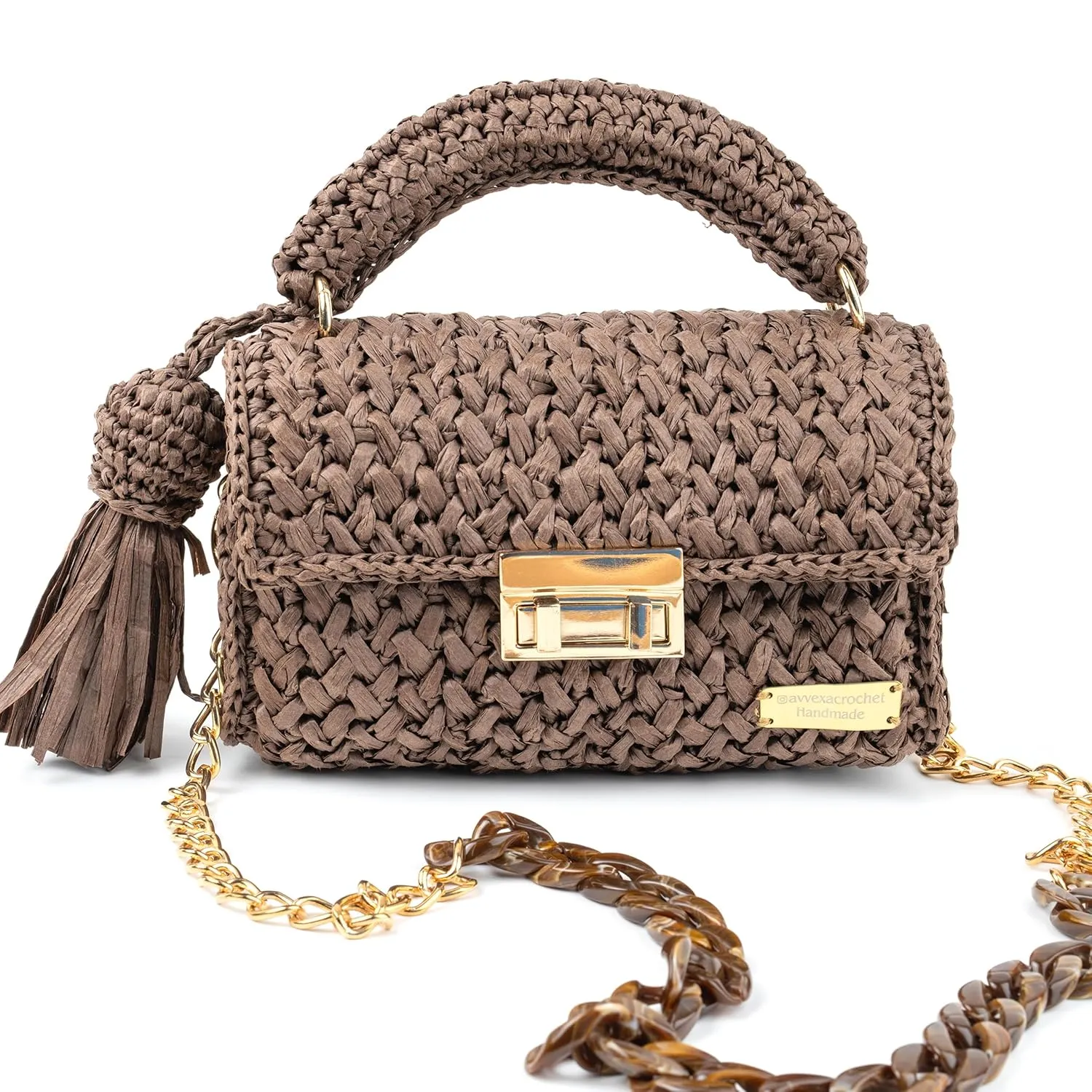 Women's Crochet Crossbody Handbags, Handmade Clutches Evening Bag for Woman, Mini Bag, Crochet Handbags for Women, Gift For Her, Hand Knitted Bag, Crochet Handbag, Women's Purse, Dark Brown