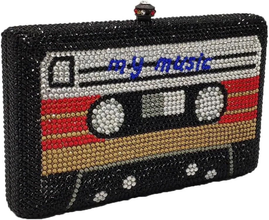 Women's Crystal Clutch Bag for Party Prom Dinner, Rhinestone Evening Handbag, Novelty Design Clutches Purse,Mini