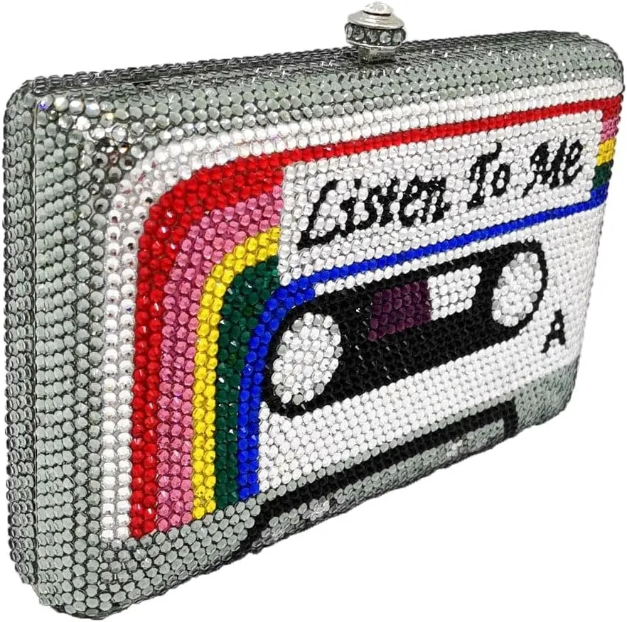 Women's Crystal Clutch Bag for Party Prom Dinner, Rhinestone Evening Handbag, Novelty Design Clutches Purse,Mini
